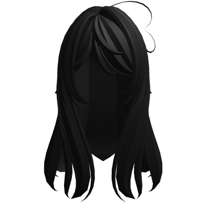 ♡ ꒰ Long cute messy fluffy moe hair in black Roblox item