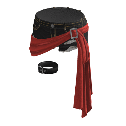 BB KPOP Shorts wrap belt w garter Red thumbnail