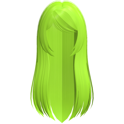 cute anime long straight hair in neon green Roblox item