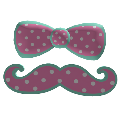 ♡ : pink & teal polka mustache hairclip
