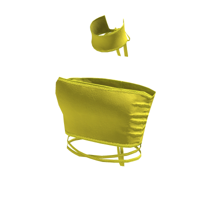 Tied Laced Tube Crop Top Trendy Neck Choker Yellow thumbnail
