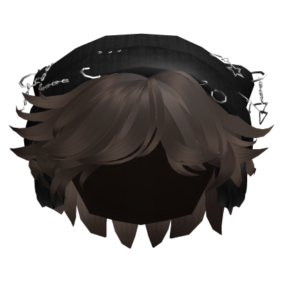 Brown Messy Boy Hair w/ Y2K Beanie & Headphones Roblox item