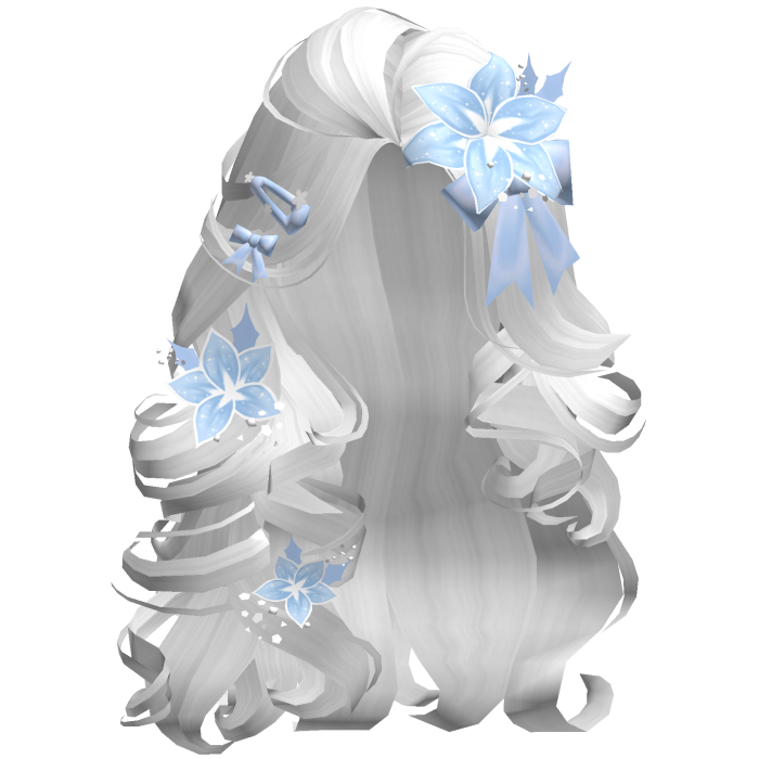 ♡ Christmas Blowout w/ Flowers (White & Blue)
