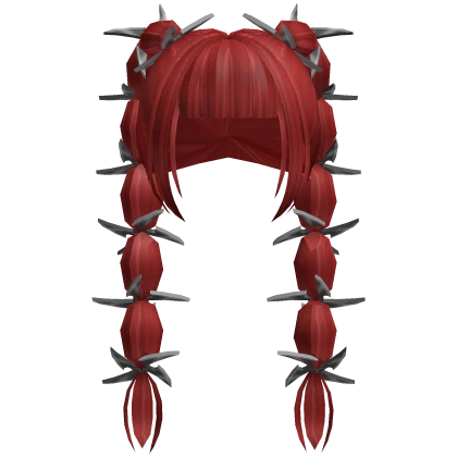 Roblox hair preview for Long Bubble Braids with Ninja Stars (Red)