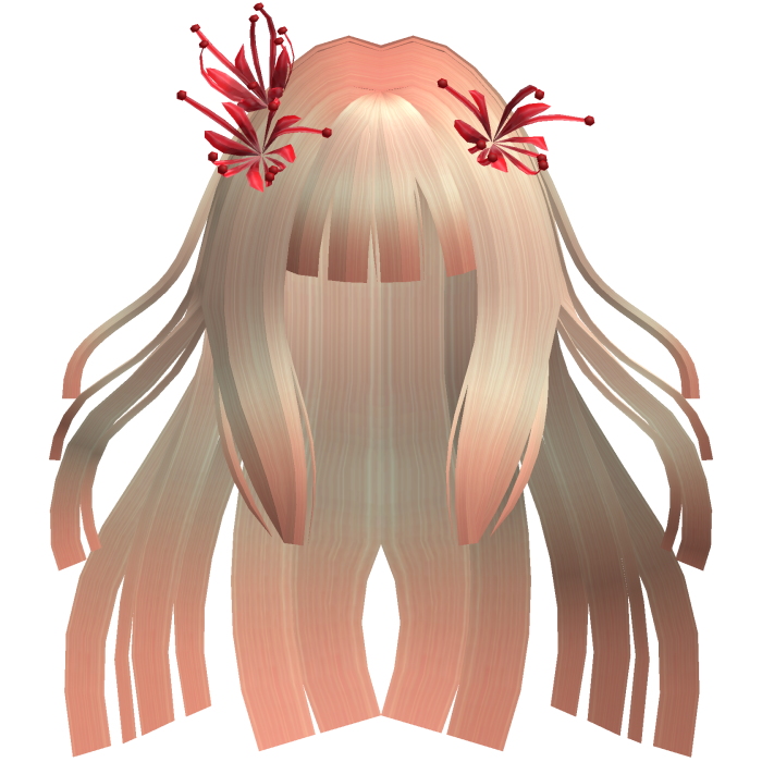 Pink Blonde Long Windy Hime Hair w/ Spider Lily