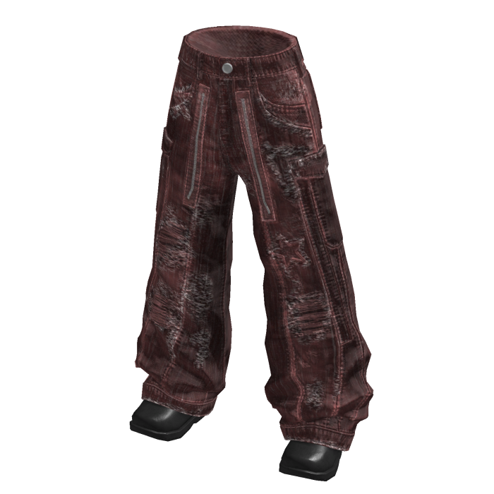 Distressed Baggy Cargo Pants (Maroon)