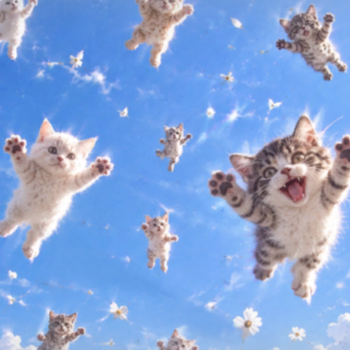 Cute Flying Cats Sky Funny Sky Meme Background