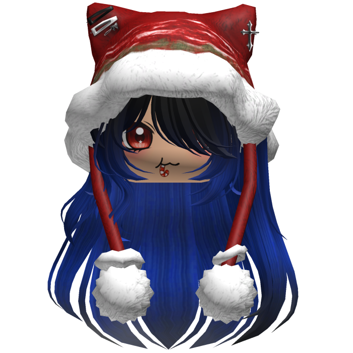 Long Black and blue hair cute Christmas hat Y2k