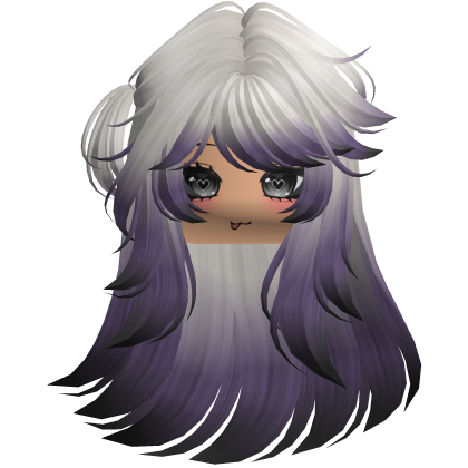 Fluffy long Cute white and Purple Y2K emo hair Roblox item