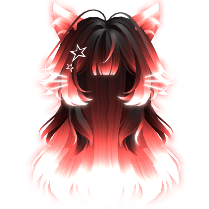Kawaii Emissive Fluffy Kitty Whisker Hair (Red) Roblox item