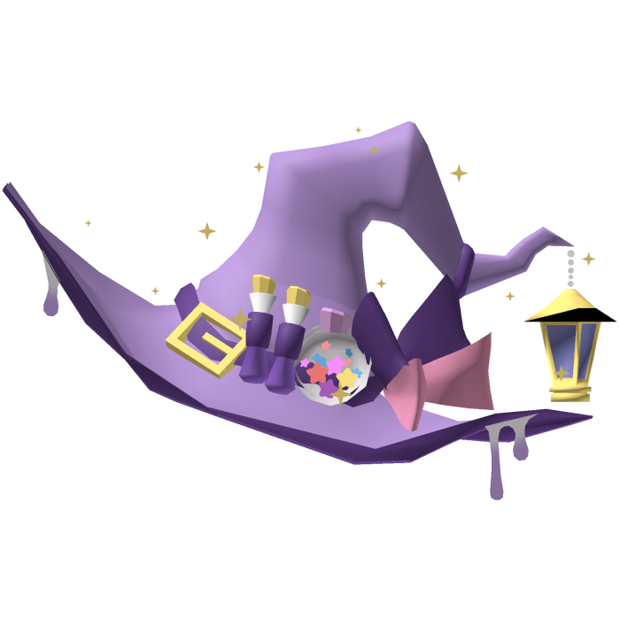 Purple Witch Hat with Potions & Bows