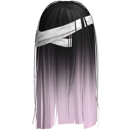 Horror Black Pink Hair w White Face Bandages Roblox item