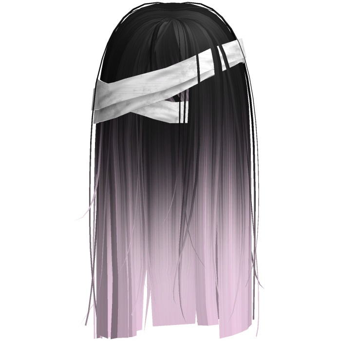 Horror Black Pink Hair w White Face Bandages