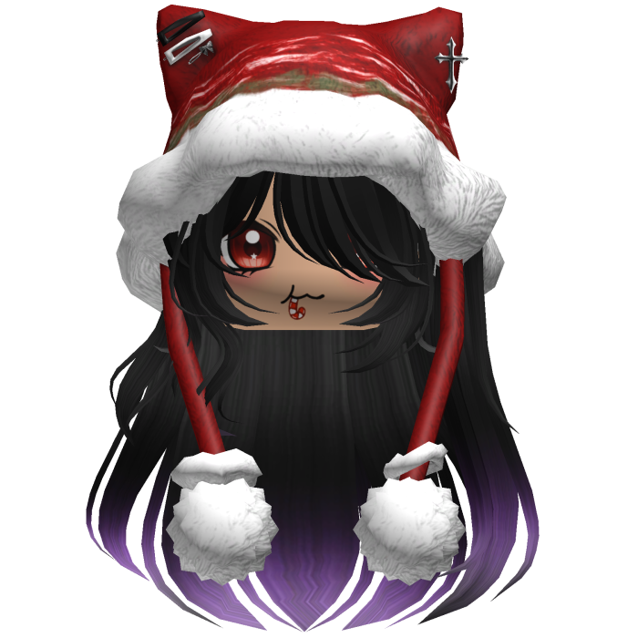 Long Black And Purple hair cute Christmas hat Y2k