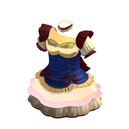 Maid Dress | Yellow, Creamy White, Blue & Dark Red