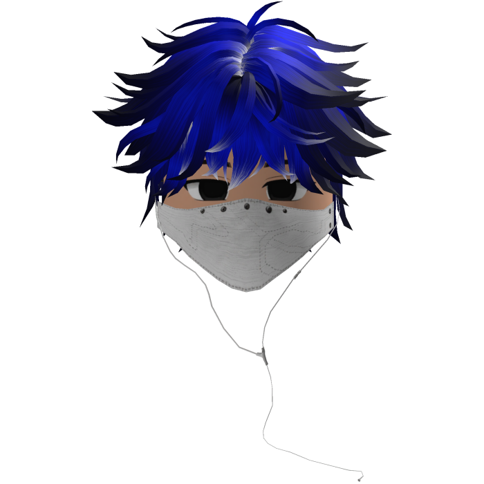 Cute Emo Boy Headphones Mask white Y2K ( blue )