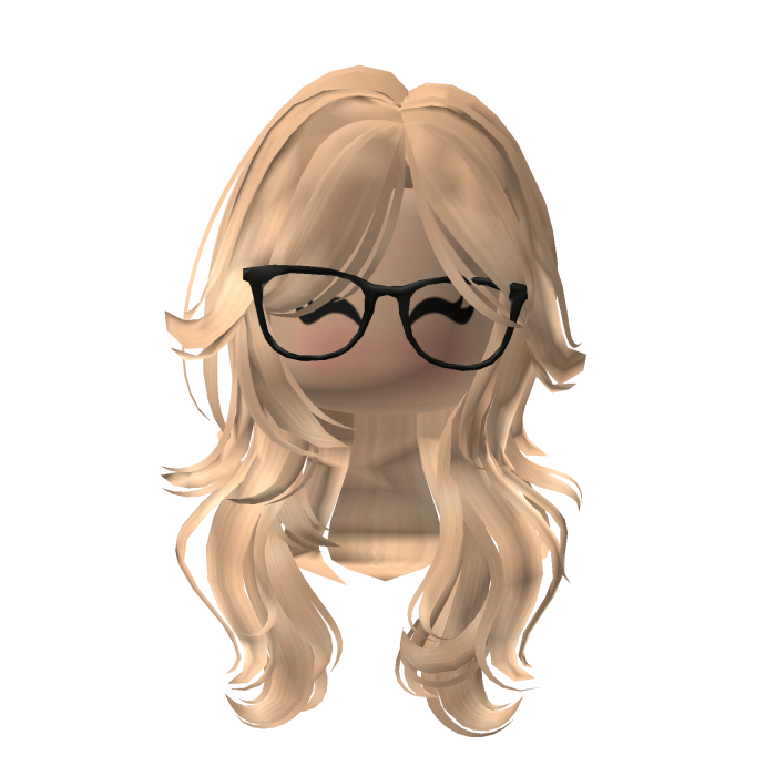 Blonde Long Cute Y2K Hair Glasses w Face