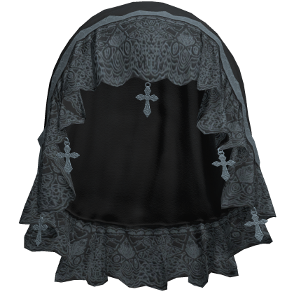 Black & Blue Emo Gothic Lace Veil w/ Charm