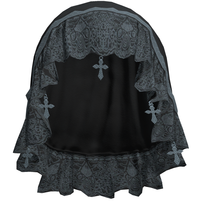 Black & Blue Emo Gothic Lace Veil w/ Charm