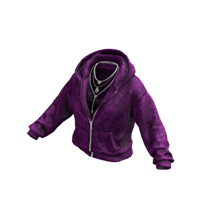 Purple Y2K Baggy Leopard Print Sweater