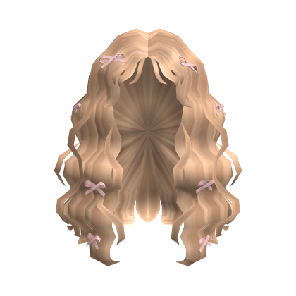 Curly Blonde Hair with Cute Pink Ribbons Roblox item