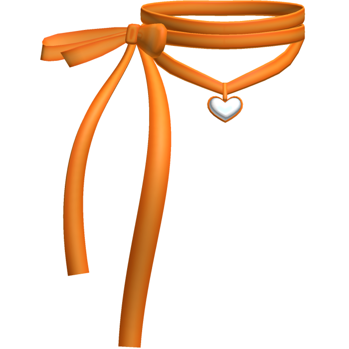 Orange Kawaii Heart Charm Coquette Ribbon Choker