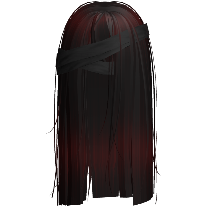 Horror Red Black Hair w Black Face Bandages