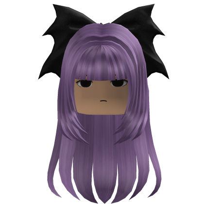 Long Straight Hair w/ Bow (Purple)