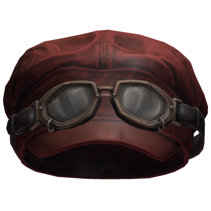 Red Leather Aviator Hat with Goggles