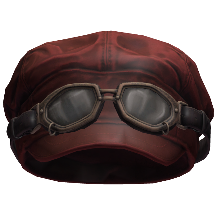 Red Leather Aviator Hat with Goggles
