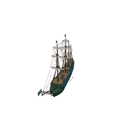 Huge blue pirate ship