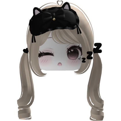 ♡ cute dreamy black sleep mask moe face (blonde)
