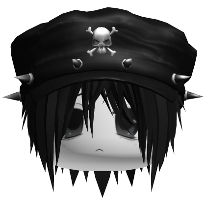 Black Moe/Vkei Boy Hair & Face w/ Black Emo Beret Roblox item