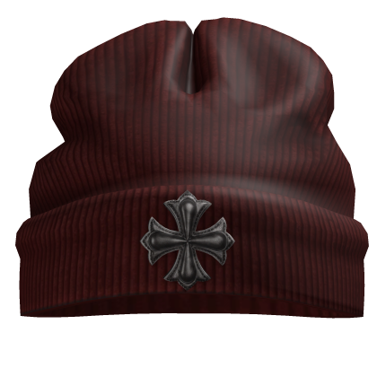 Worn in goth dark red beanie