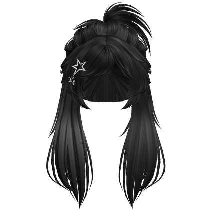 Y2K Half Up Layered Spikey Hair (Black) Roblox item