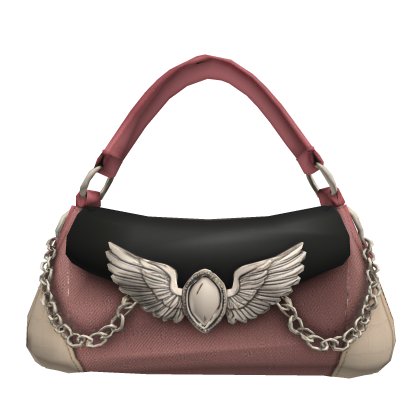 Pink black silver wings shoulder bag