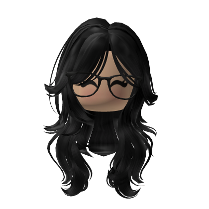 Black Long Cute Y2K Hair Glasses w Face
