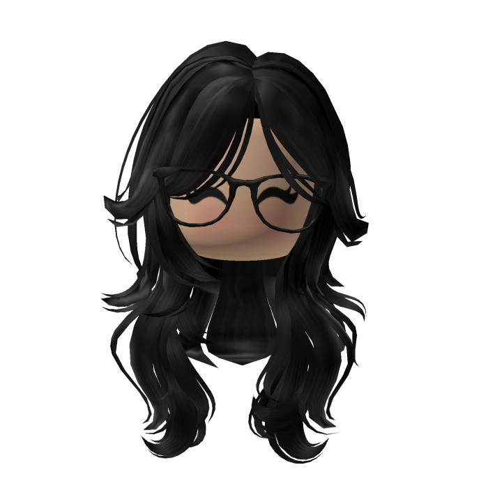 Black Long Cute Y2K Hair Glasses w Face