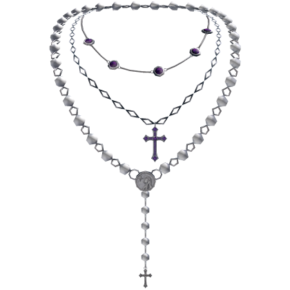 Rosary Jesus Cross Necklace w/ Purple