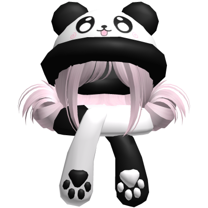 Cute Panda Hat + Scarf Hair Pink Roblox item