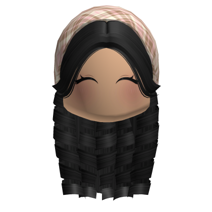 Preppy Curly Hair w/ Makeup (Black) Roblox item