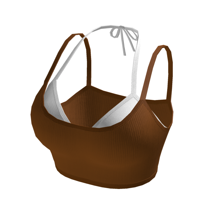 Layered Crop Top with Contrast Halter (Brown)