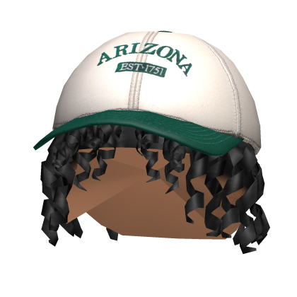 Black Curly Hair w/Cap (White & Green) Roblox item