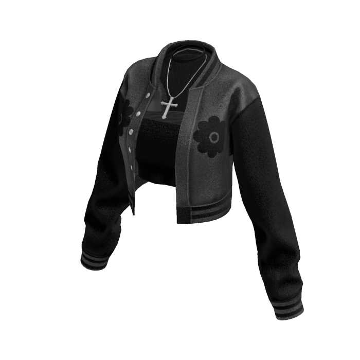 Cropped Bomber Jacket (Grey Black)