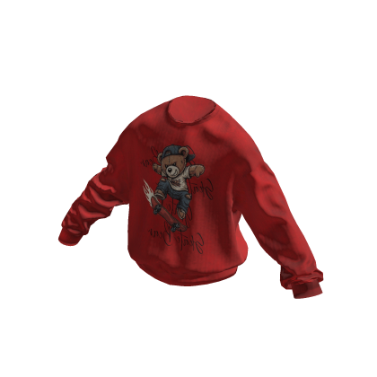 💜 Bear Print Sweatshirt_Red thumbnail
