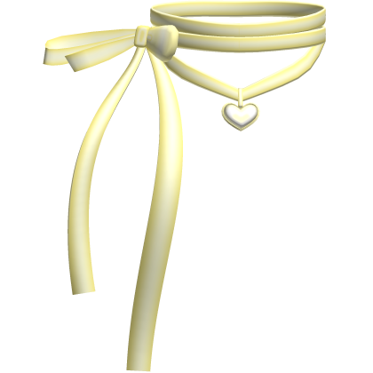 Yellow Kawaii Heart Charm Coquette Ribbon Choker