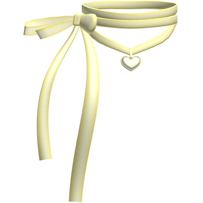 Yellow Kawaii Heart Charm Coquette Ribbon Choker