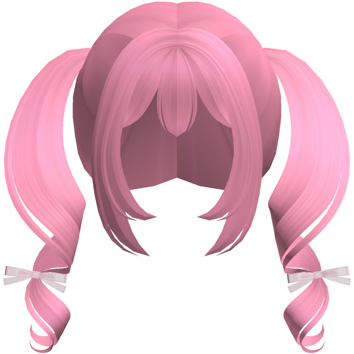 pink kawaii playful swirly pigtails w bows