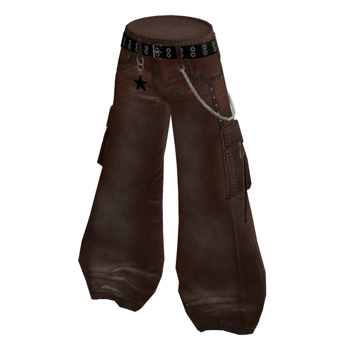 Y2K Star Charm Baggy Pants - Brown