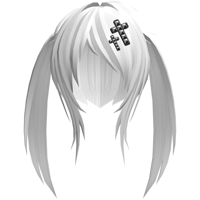 Long white emo pigtails with cross